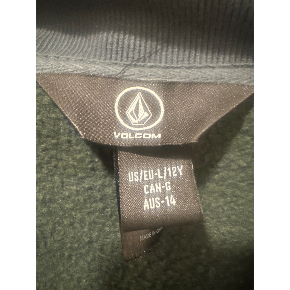 Volcom Kids Colorblock Quarter Zip sweatshirt Pullover Navy Tan Black Size L 12Y - Picture 8 of 8